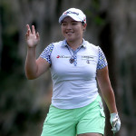 OCALA, FL - FEBRUARY 03:  Ha Na Jang of South Korea reacts to her second shot on the ninth hole during the first round of the Coates Golf Championship Presented By R+L Carriers at Golden Ocala Golf Club on February 3, 2016 in Ocala, Florida.  (Photo by Sam Greenwood/Getty Images)